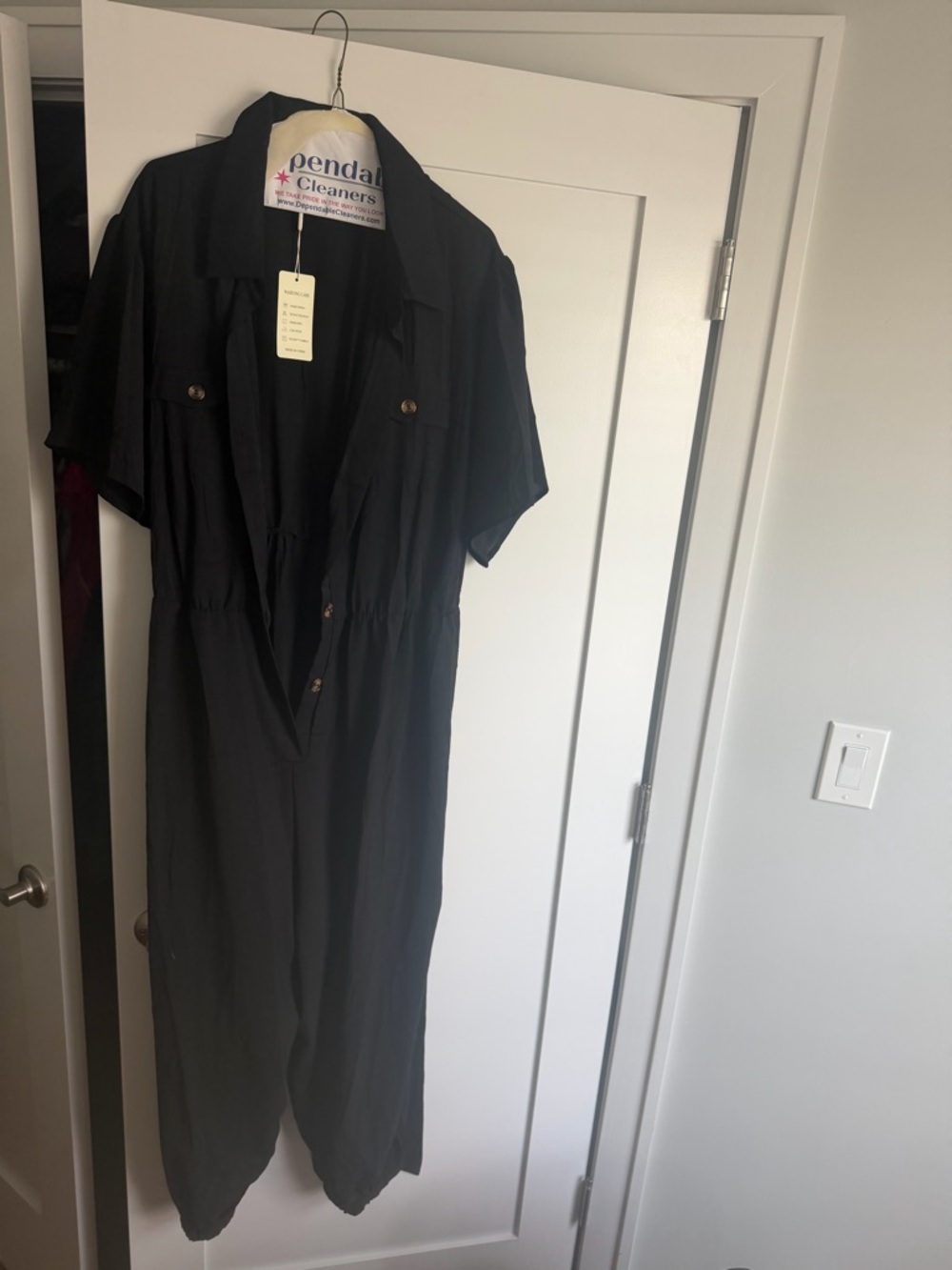 Black Short-Sleeve Jumpsuit